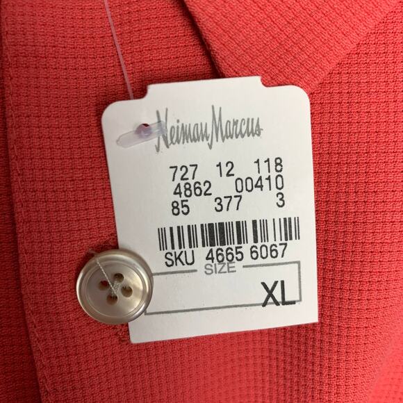 NEIMAN MARCUS Size XL Salmon Solid Silk Button Up Short Sleeve Shirt - Picture 5 of 5
